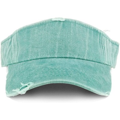 Visors Frayed Pigment Dyed Garment Washed Distressed Adjustable Visor Cap - Seafoam - C6186OSSALN $19.88