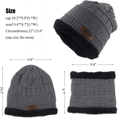 Skullies & Beanies Thick Warm Winter Beanie Hat Soft Stretch Slouchy Skully Knit Cap for Women - C-grey-hat & Scarf - CZ18HKE...