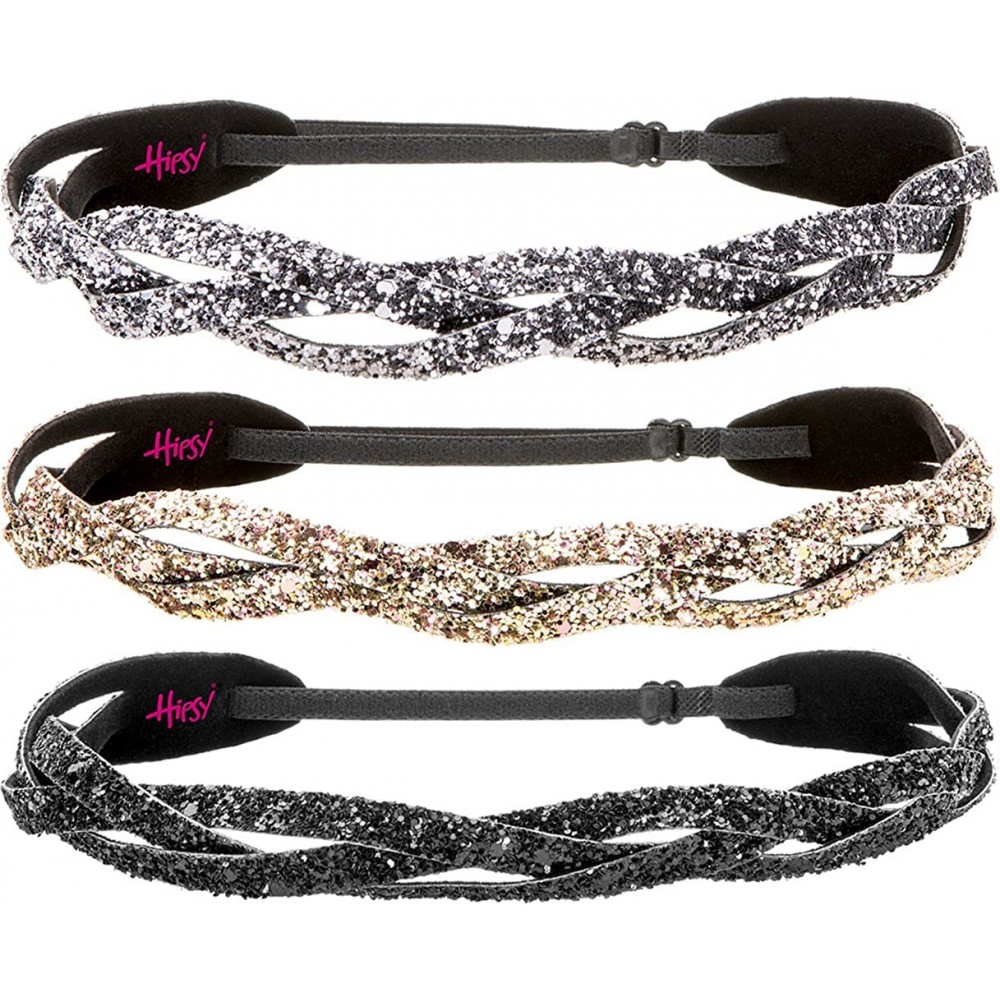 Headbands Women's Adjustable Cute Fashion Bling Glitter Headband Braid Hairband Gift Pack - CX18YTD2Z3N $22.70