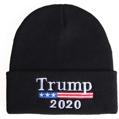 Skullies & Beanies Keep America Great 2020 Donald Trump Unisex Cuffed Plain Skull Knit Hat Cap - Black 001 - C318YQHI7O6 $10.09