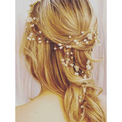 Headbands Wedding Hair Vine Long Bridal Headband Hair Accessories for Bride and Bridesmaid (100cm / 39.3inches) (Gold) - C518...