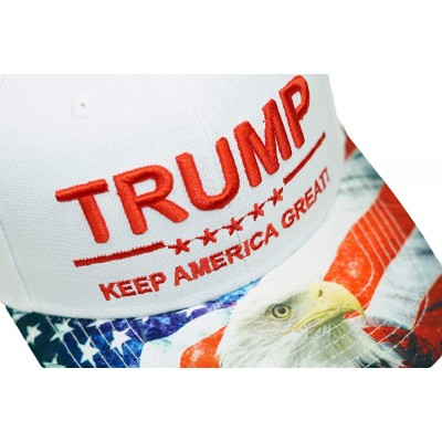 Baseball Caps Trump Keep America Great! Embroidery Hat Adjustable 45 President USA Eagle Baseball Cap - White - CY18D5T9T5M $...