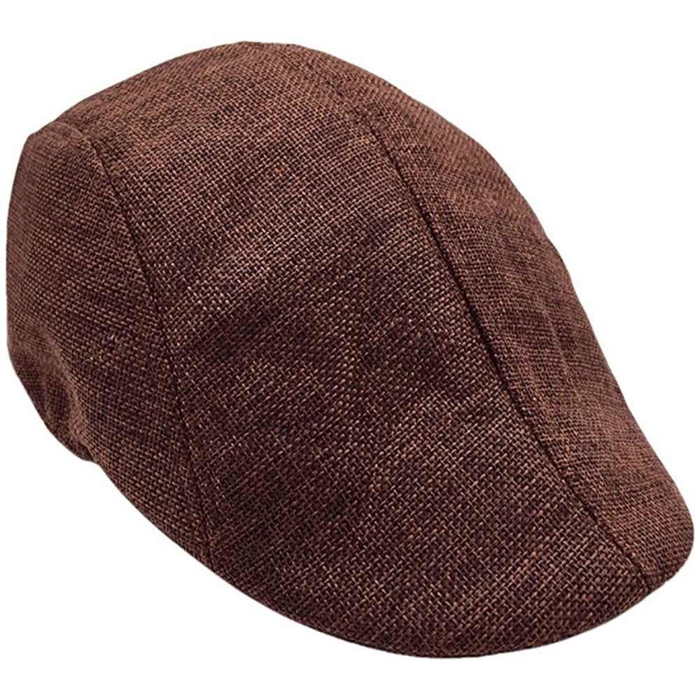 Skullies & Beanies Men Summer Visor Hat Sun Hat Mesh Running Sport Casual Breathable Beret Flat Cap - Brown - CC18HXW2HOZ $12.87