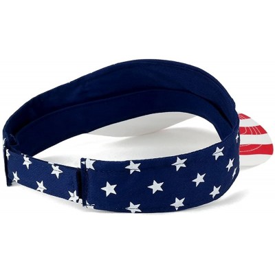 Visors American USA Flags Stars and Stripes Patriotic Twill Cotton Visor - Flag - CX12CUEKNNJ $9.21