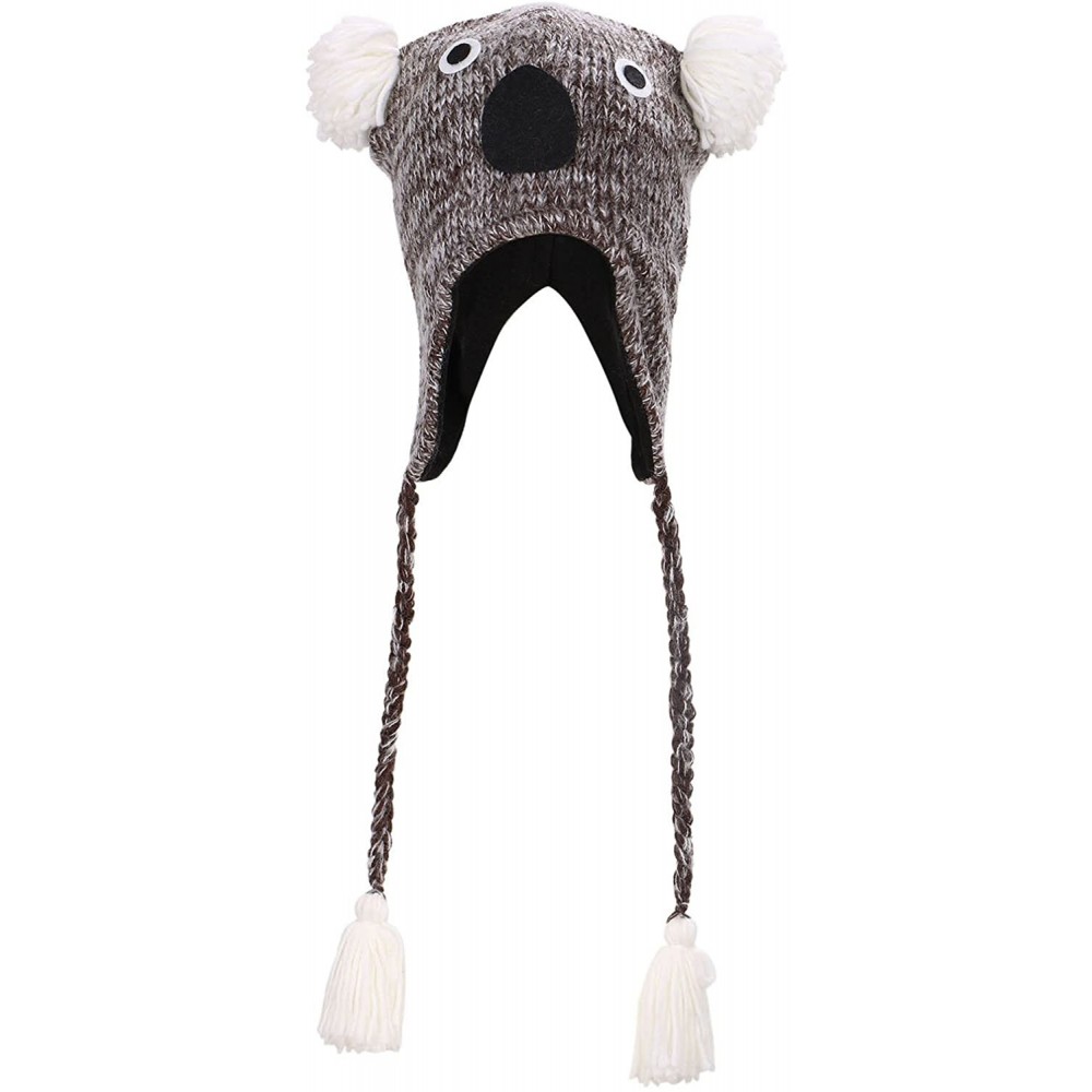 Skullies & Beanies Adult's Fun Animal Knitted Winter Beanie Hat w/Ear Flaps - Koala - CW185RGKHY3 $10.28