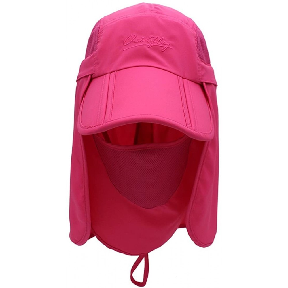 Sun Hats Kids Sun Protection Hat Lightweight Mesh Flap Cap Quick Dry Detachable - Rose Red - CW18E7QC4G2 $11.95