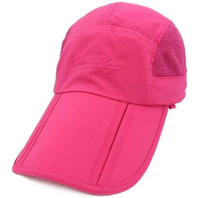 Sun Hats Kids Sun Protection Hat Lightweight Mesh Flap Cap Quick Dry Detachable - Rose Red - CW18E7QC4G2 $11.95