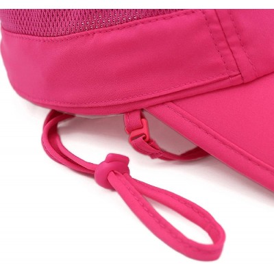 Sun Hats Kids Sun Protection Hat Lightweight Mesh Flap Cap Quick Dry Detachable - Rose Red - CW18E7QC4G2 $11.95