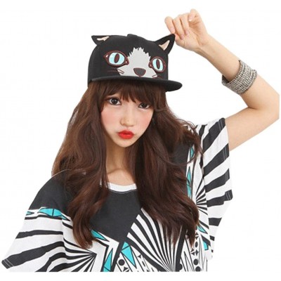 Baseball Caps Cute Cat Theme Baseball Caps Large Visor Cotton Sun Hats Casual Costume Caps - Black - CZ183D7MU8E $14.83