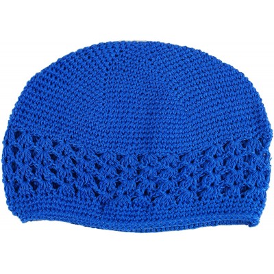 Skullies & Beanies Knit Kufi Hat - Koopy Cap - Crochet Beanie - Royal Blue - C212COR3DBB $10.91