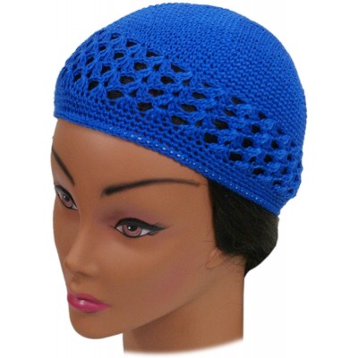 Skullies & Beanies Knit Kufi Hat - Koopy Cap - Crochet Beanie - Royal Blue - C212COR3DBB $10.91