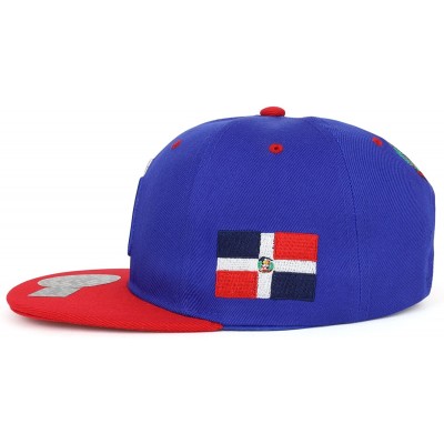 Baseball Caps Dominican Republic 3D Embroidered Flatbill Snapback Cap Flag - Royal Red - CN18CD9QZNN $22.73