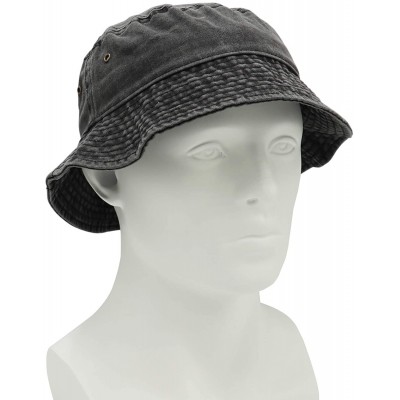 Bucket Hats Unisex 100% Cotton Bucket Hat Retro Packable Sun hat for Men Women - Black - CZ18Y5X6ZXX $10.69