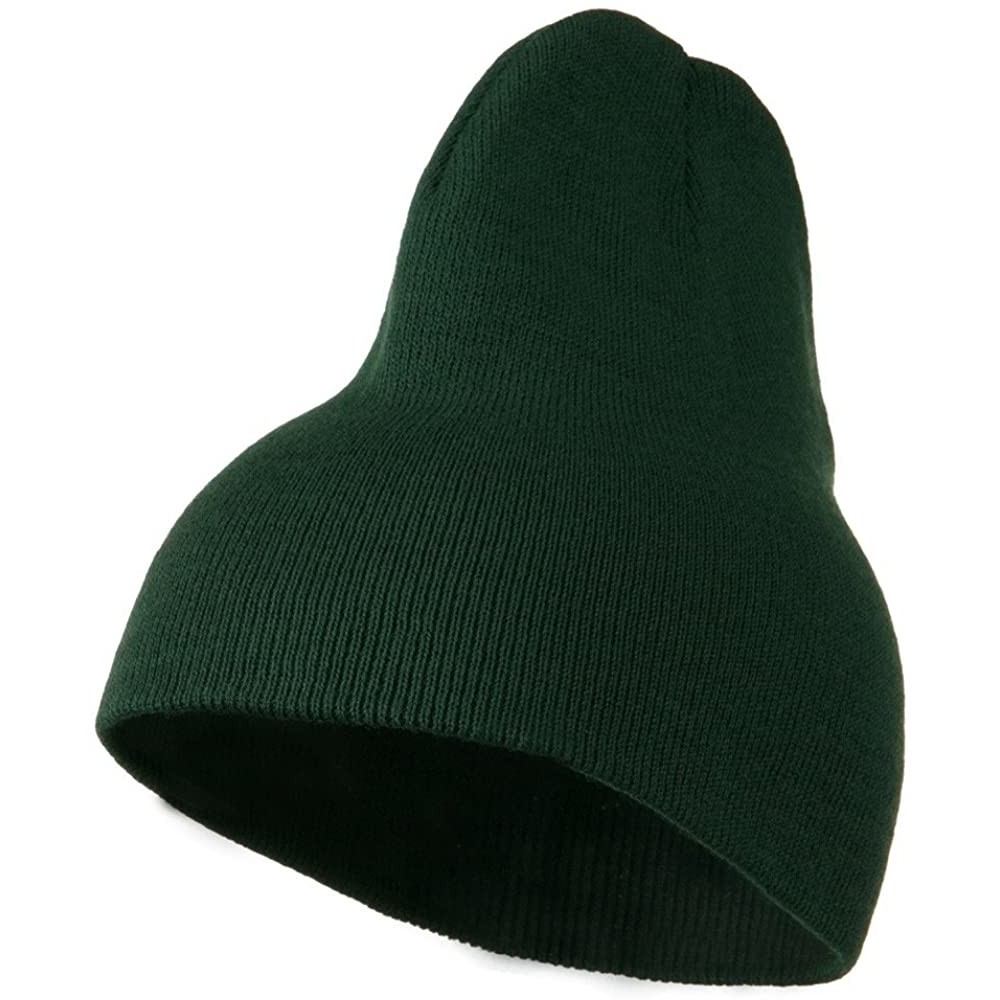 Skullies & Beanies 8 inch Acrylic Short Blank Beanie - Dark Green - C811BKZVRDZ $12.24