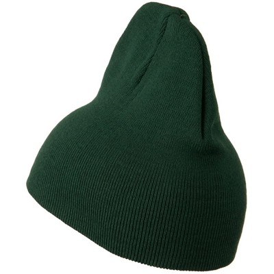 Skullies & Beanies 8 inch Acrylic Short Blank Beanie - Dark Green - C811BKZVRDZ $12.24