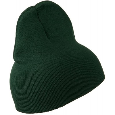 Skullies & Beanies 8 inch Acrylic Short Blank Beanie - Dark Green - C811BKZVRDZ $12.24