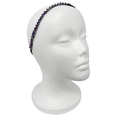 Headbands Pearl Seed Bead Jewel Macrame Thin Beaded Stretchy Elastic Strap Headband Women's Fashion Hair Accessory (Purple) -...