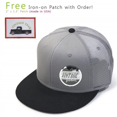 Baseball Caps Plain Cotton Twill Flat Brim Mesh Adjustable Snapback Trucker Baseball Cap - Black/Gray/Gray - CH122TZG2TN $11.98