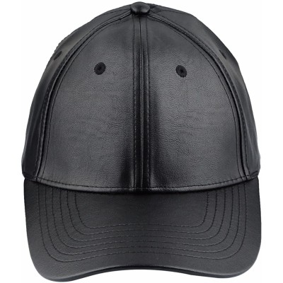 Baseball Caps Unisex Baseball Cap-Adjustable PU Leather Corduroy Sun Protection Sport Hat - 011-black(pu Leather) - C012N83LU...