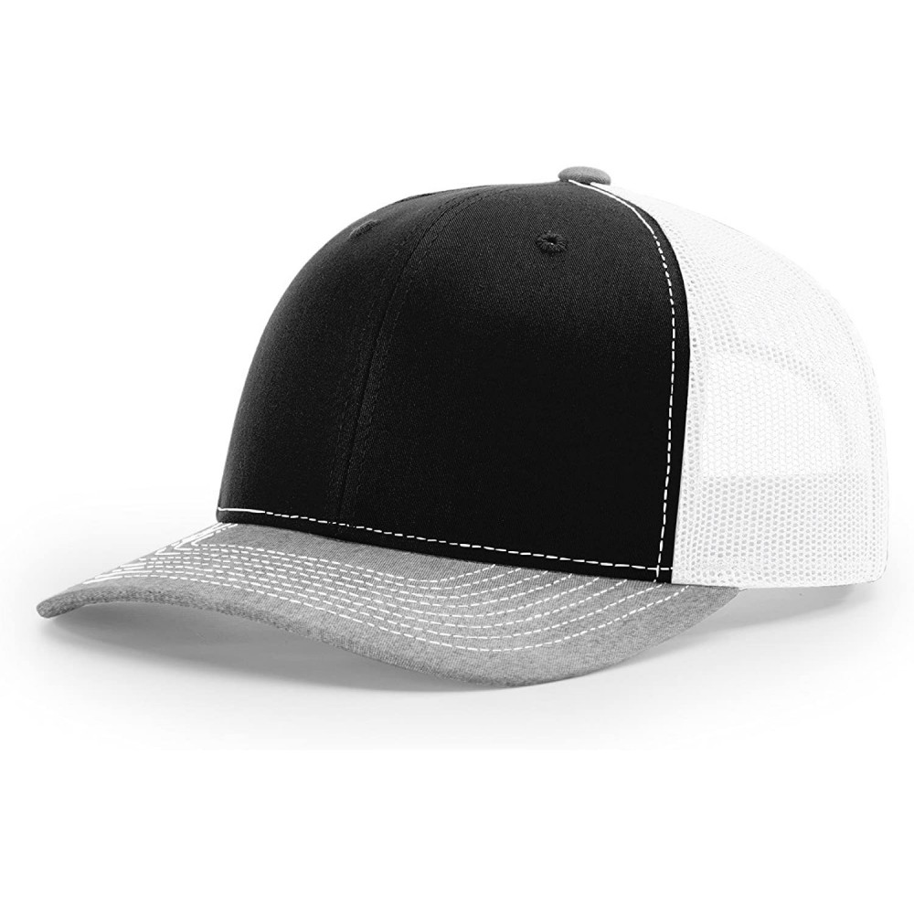 Baseball Caps Richardson 112 Structured Classic Trucker Snapback - Black/White/Heather Grey - CX1803O8T37 $13.79