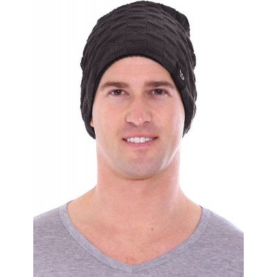 Skullies & Beanies Men/Women's Winter Handcraft Knit Dual-Layered Slouchy Beanie Hat - 7531_grey - CK12846OKV3 $9.83