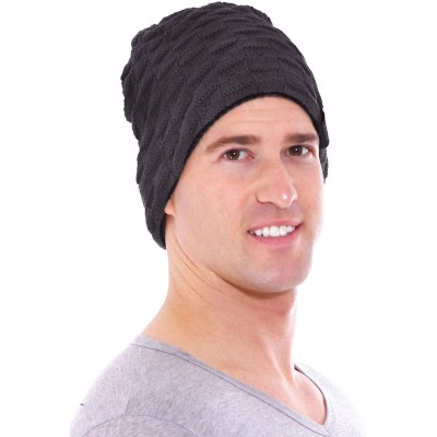 Skullies & Beanies Men/Women's Winter Handcraft Knit Dual-Layered Slouchy Beanie Hat - 7531_grey - CK12846OKV3 $9.83