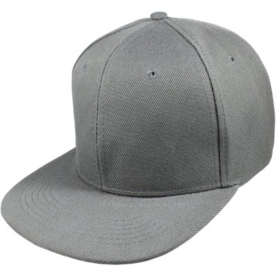 Baseball Caps Plain Blank Flat Brim Adjustable Snapback Baseball Caps LOT 6 Pack - Dark Gray - CF18WE06U37 $17.61