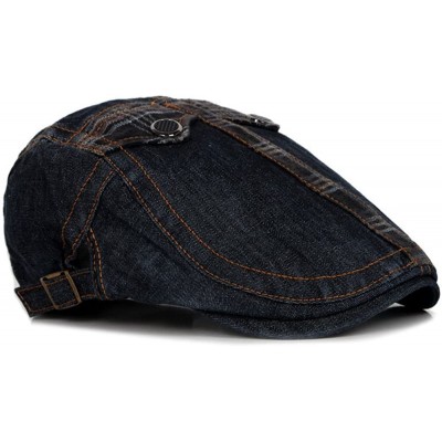 Newsboy Caps Unisex Denim Flat Ivy Gatsby Newsboy Hat Cap - J-black - CT12LY0873X $9.26