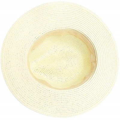 Sun Hats Women's Panama Sun Hats Summer Fedora Beach Sun Hat - White - CG18TLO72M9 $18.62