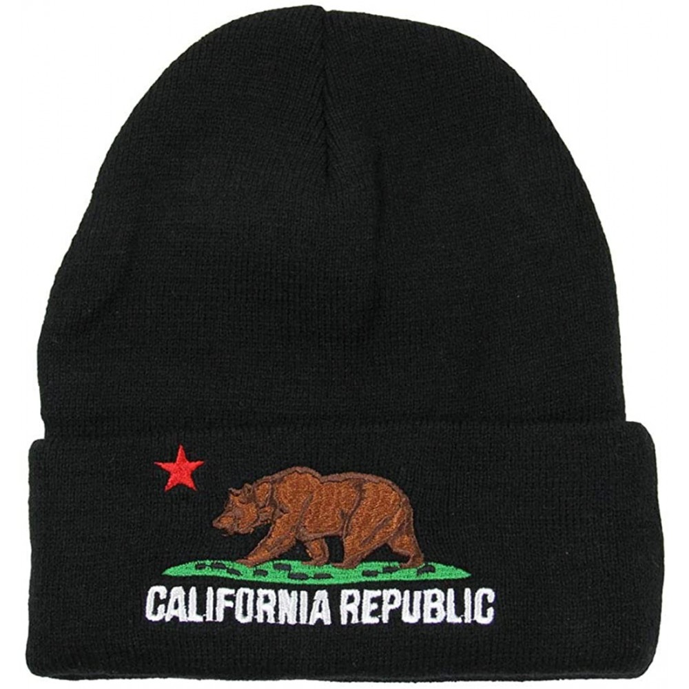 Skullies & Beanies California Republic Cuff Knit Beanie - Black/Brown - CK12835OZE7 $11.20