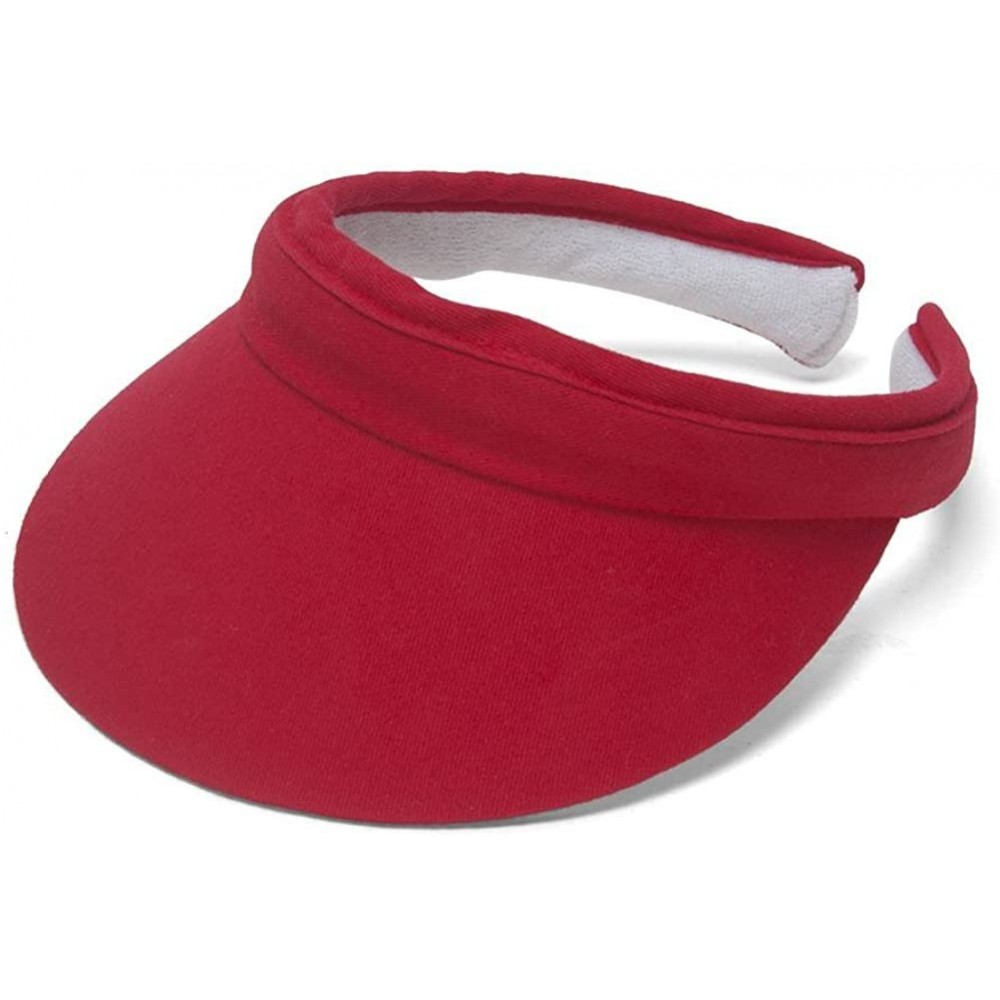 Visors Sports Cotton Twill Visor - Red - CG11L2P67GF $10.63