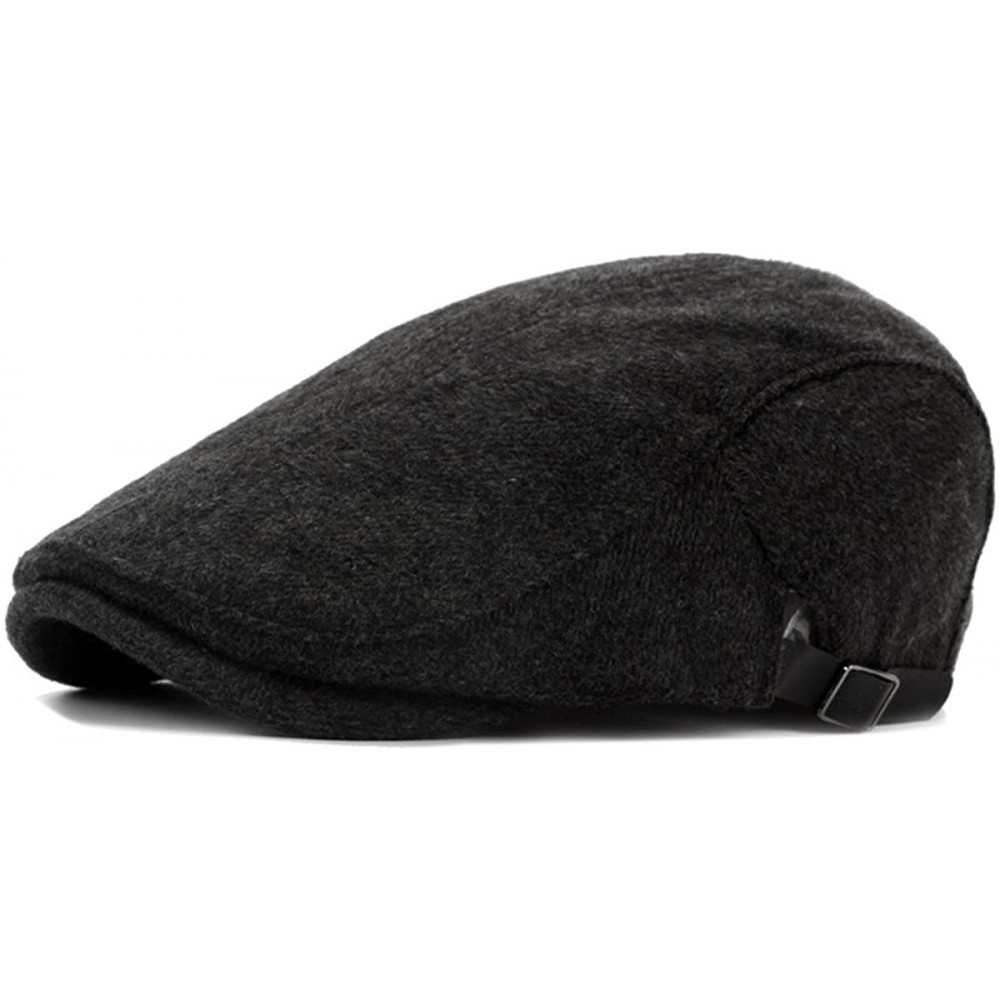 Newsboy Caps Mens Woolen Tweed Ivy Newsboy Cabbie Gatsby Golf Beret Driving Cap Hat - Black - CM12OBJRRDT $11.17