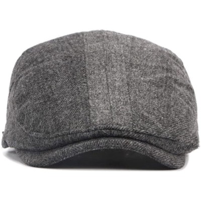 Newsboy Caps Mens Woolen Tweed Ivy Newsboy Cabbie Gatsby Golf Beret Driving Cap Hat - Black - CM12OBJRRDT $11.17