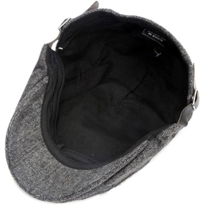 Newsboy Caps Mens Woolen Tweed Ivy Newsboy Cabbie Gatsby Golf Beret Driving Cap Hat - Black - CM12OBJRRDT $11.17