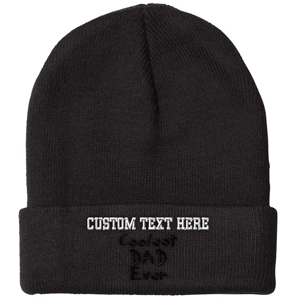 Skullies & Beanies Custom Beanie for Men & Women Coolest Dad Ever Black Embroidery Skull Cap Hat - Black - CA18ZWQ9CZN $14.31