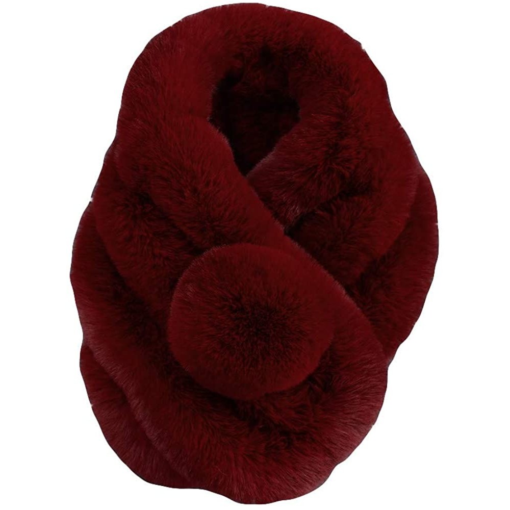 Skullies & Beanies Clearance Chaofanjiancai Womens Faux Fur Winter Warm Fluffy Hood Scarf Hat Ladies Snood Pocket Hats Gloves...