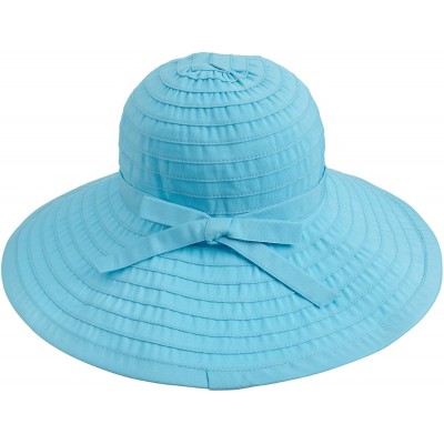 Sun Hats Women's Ribbon Large Brim Hat - Aqua - CS1143BNX49 $27.10