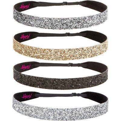 Headbands Women's Adjustable Non Slip Wide Bling Glitter Headband Silver Multi Pack - Silver/Black/Gold/Gunmetal 4pk - CL195E...