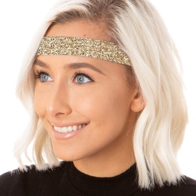 Headbands Women's Adjustable Non Slip Wide Bling Glitter Headband Silver Multi Pack - Silver/Black/Gold/Gunmetal 4pk - CL195E...