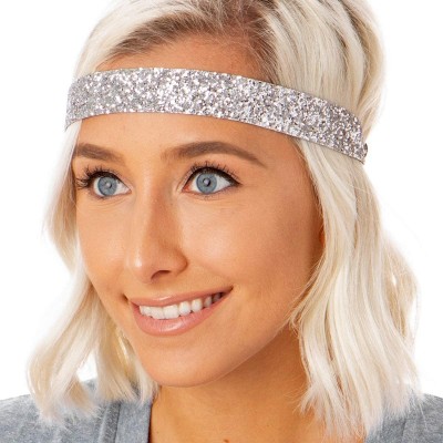 Headbands Women's Adjustable Non Slip Wide Bling Glitter Headband Silver Multi Pack - Silver/Black/Gold/Gunmetal 4pk - CL195E...