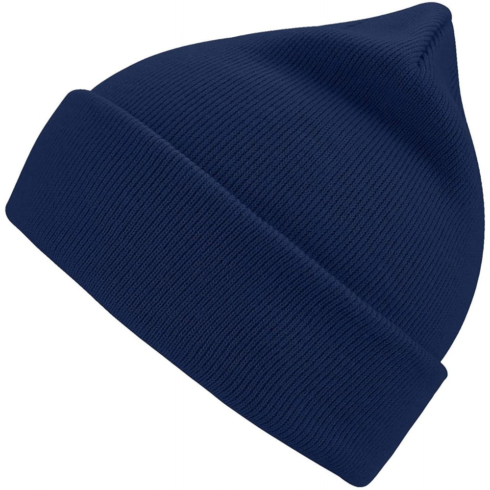 Skullies & Beanies Beanie Hat for Women and Men - Winter Warm Knit Hats Unisex Plain Thick Skull Cap - Navy - CF18WAZ8ZMI $8.52