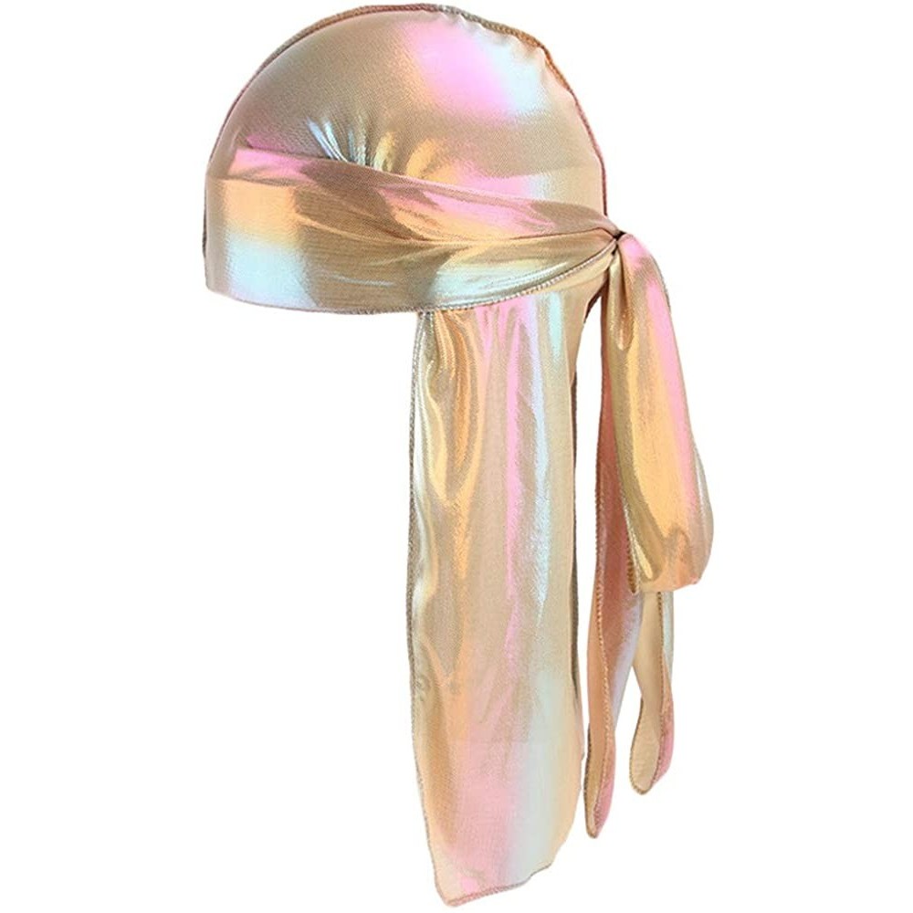 Skullies & Beanies Unisex Men Women's Fashion Velvet Bandana Hat Durag Rag Tail Headwrap Headwear - Gold 2 - CA18TGW5CDG $7.42