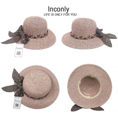 Sun Hats Sun Hat for Women Straw Summer Beach Wide Brim - Brown - CC18NI5S8QQ $9.82