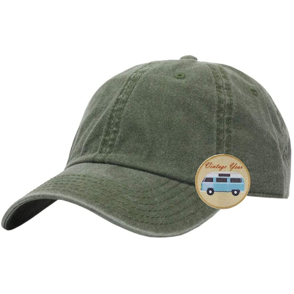 Baseball Caps Vintage Washed Cotton Adjustable Baseball Cap (Olive Green) - CQ12N7XU4RE $15.40