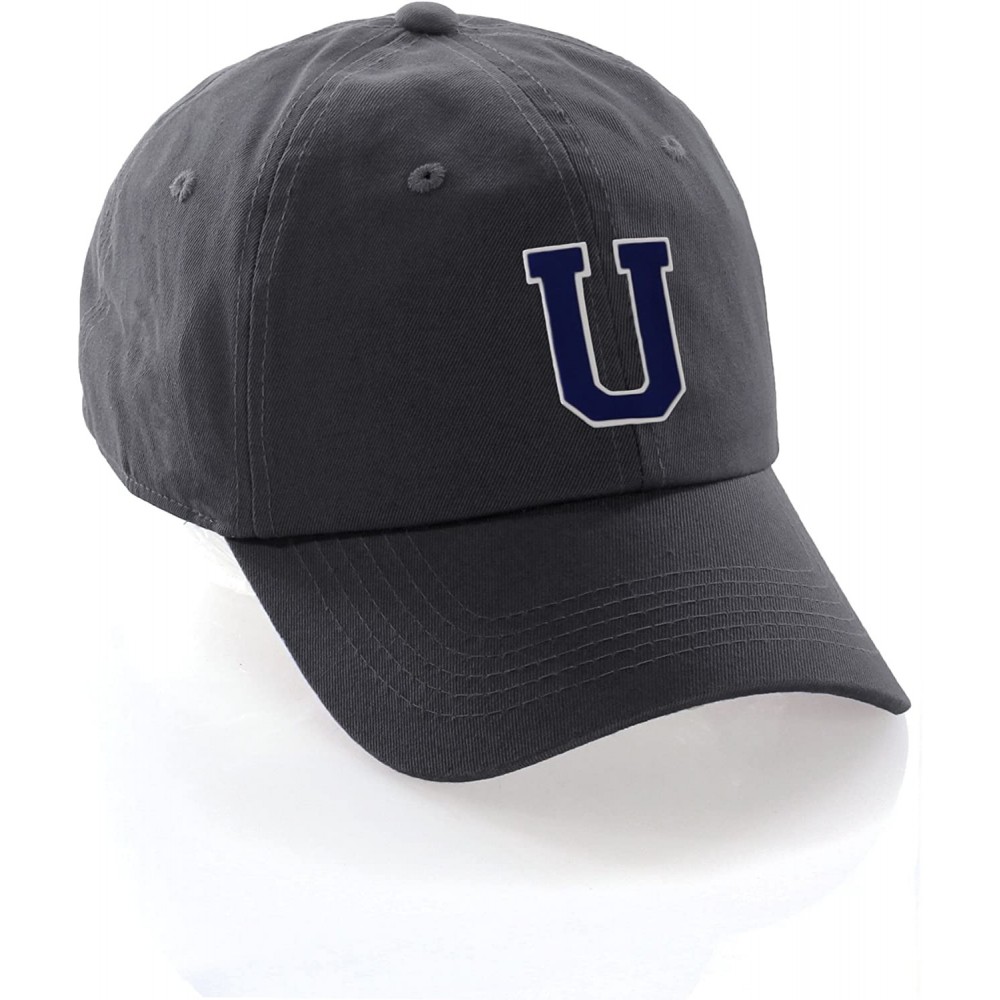 Baseball Caps Custom Hat A to Z Initial Letters Classic Baseball Cap- Charcoal Hat White Navy - Letter U - C918ETCDT6H $10.44