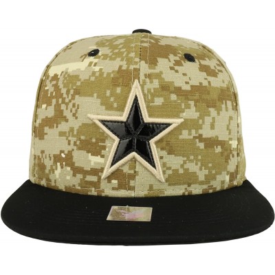 Baseball Caps Texas Lone Star Embroidered Cotton Flatbill Snapback Cap - Digital Camo Black - CX1897UW6NU $12.62