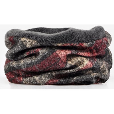 Skullies & Beanies Women's Multifunction Plaid Plus Cashmere Hat Skull Cap Scarf - Red - CL18805Z4OK $8.46