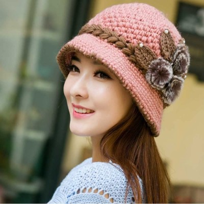 Skullies & Beanies Stretchy Knitting Stretch Slouchy Decorated - Pink - CV18XSACSRW $11.03