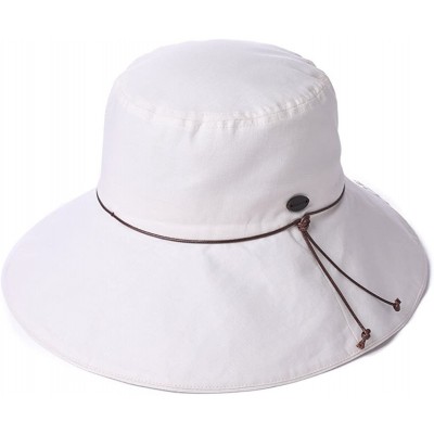 Sun Hats Womens 100% Cotton Bucket Sun Hat UPF 50 Chin Strap Adjustable Packable Wide Brim - 99024beige - C218R89AODQ $17.76