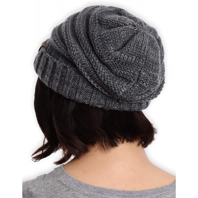 Skullies & Beanies Slouchy Cable Knit Beanie for Women - Warm & Cute Winter Hats for Cold Weather - Gray Melange - CU184AK5AK...